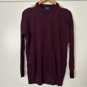 NWOT Splendid Canarise Cashmere Blend Pullover Cold Shoulder Sweater in Plum S